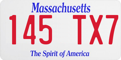 MA license plate 145TX7