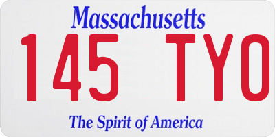 MA license plate 145TY0