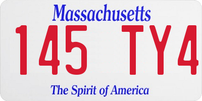 MA license plate 145TY4
