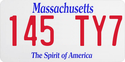 MA license plate 145TY7