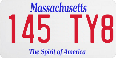 MA license plate 145TY8