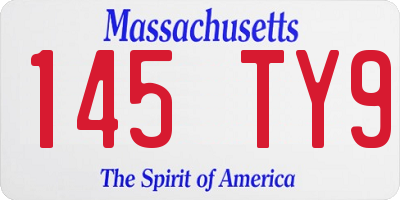 MA license plate 145TY9