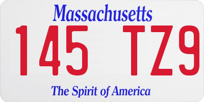 MA license plate 145TZ9