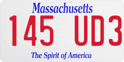 MA license plate 145UD3