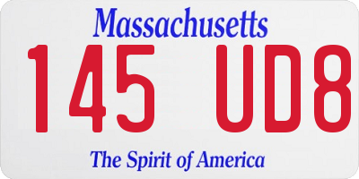 MA license plate 145UD8
