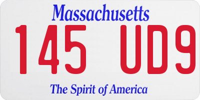 MA license plate 145UD9