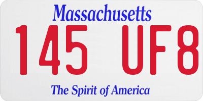MA license plate 145UF8