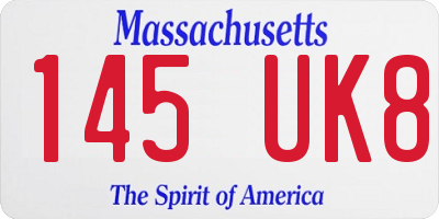 MA license plate 145UK8