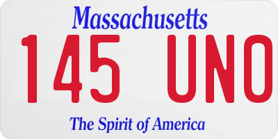 MA license plate 145UN0