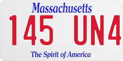 MA license plate 145UN4