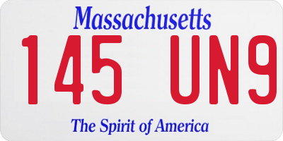 MA license plate 145UN9
