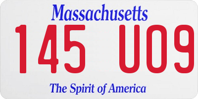 MA license plate 145UO9