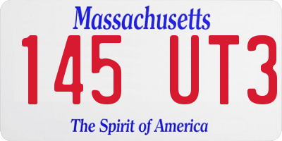 MA license plate 145UT3