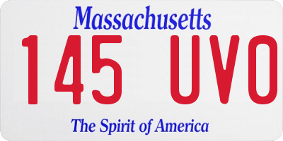 MA license plate 145UV0