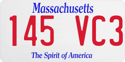 MA license plate 145VC3