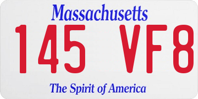 MA license plate 145VF8