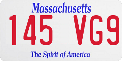 MA license plate 145VG9