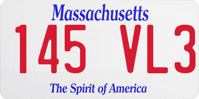 MA license plate 145VL3