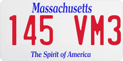 MA license plate 145VM3