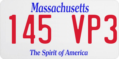 MA license plate 145VP3
