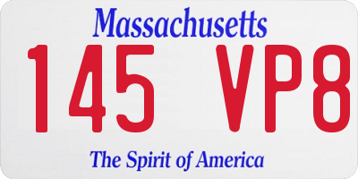 MA license plate 145VP8
