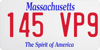 MA license plate 145VP9