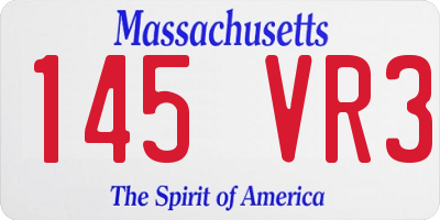 MA license plate 145VR3