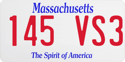 MA license plate 145VS3