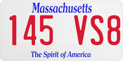 MA license plate 145VS8