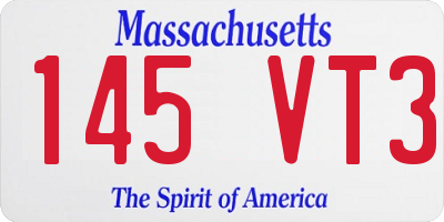 MA license plate 145VT3