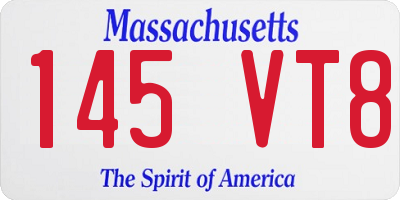 MA license plate 145VT8