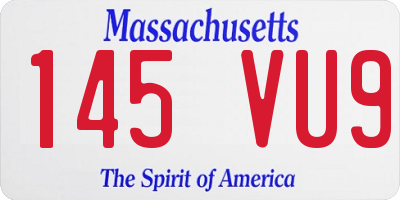 MA license plate 145VU9