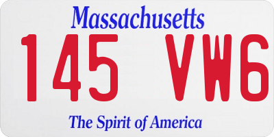 MA license plate 145VW6