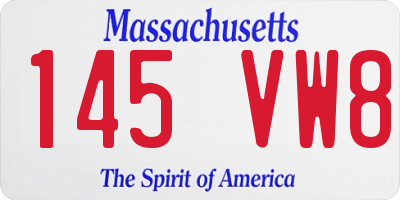 MA license plate 145VW8