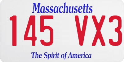 MA license plate 145VX3