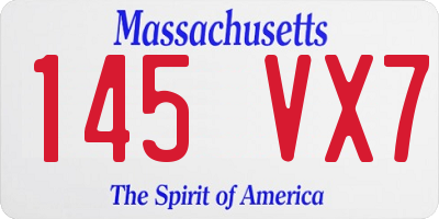 MA license plate 145VX7