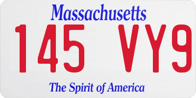 MA license plate 145VY9