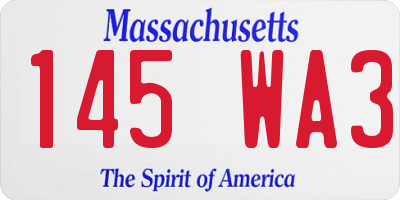 MA license plate 145WA3