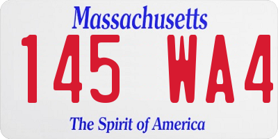 MA license plate 145WA4
