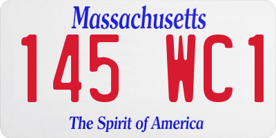 MA license plate 145WC1