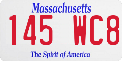 MA license plate 145WC8
