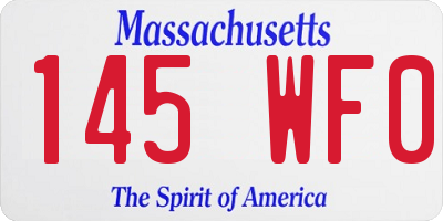 MA license plate 145WF0