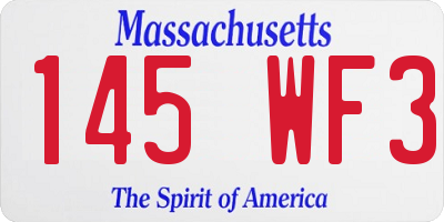 MA license plate 145WF3