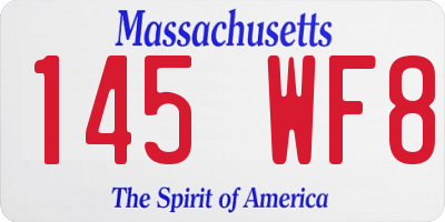 MA license plate 145WF8