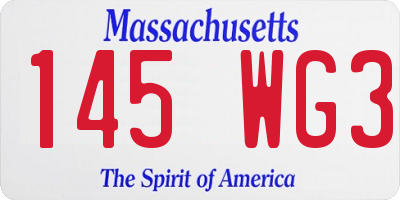 MA license plate 145WG3