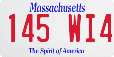 MA license plate 145WI4