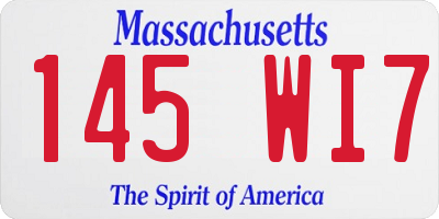 MA license plate 145WI7