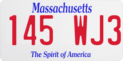 MA license plate 145WJ3