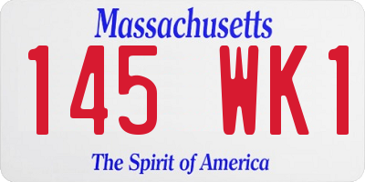 MA license plate 145WK1