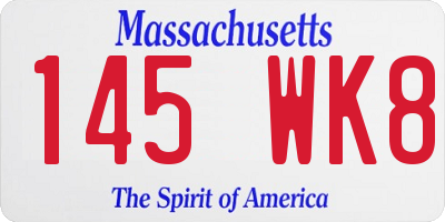 MA license plate 145WK8